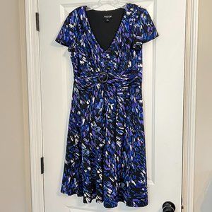 Perceptions Printed Purple and Blue Dress